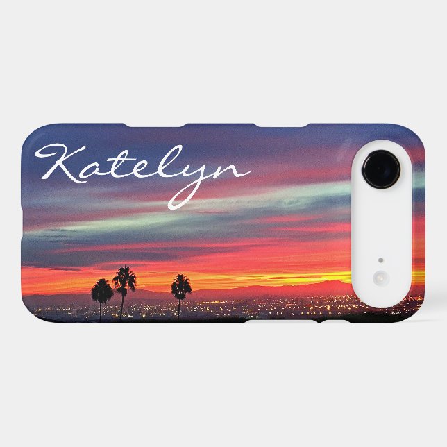 Blue Orange California Sunset Custom Name Script (Back (Horizontal))