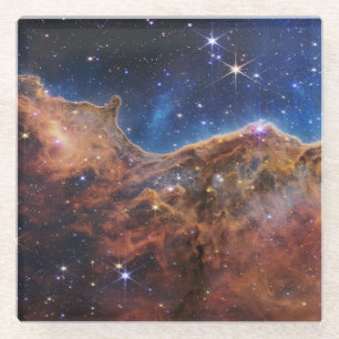 Blue/Orange Carina Nebula   JWST Glass Coaster