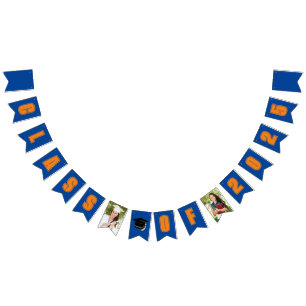 Blue Orange Class of 2025 Photo Graduation Party Bunting