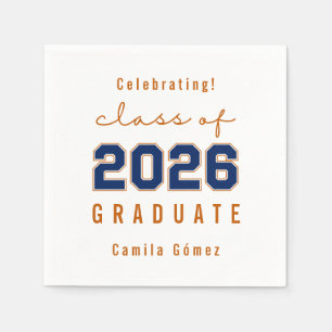Blue Orange Class of 2026 Graduation Party Napkin