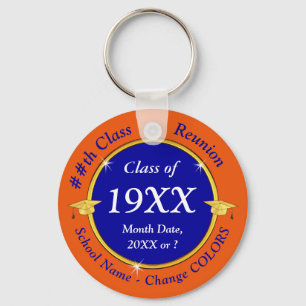 Blue, Orange, Class Reunion Favours or Change COLO Key Ring