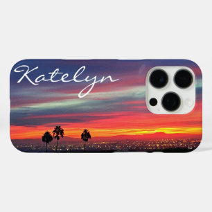 Blue Orange Clouds California Sunset Name Script iPhone 16 Pro Case