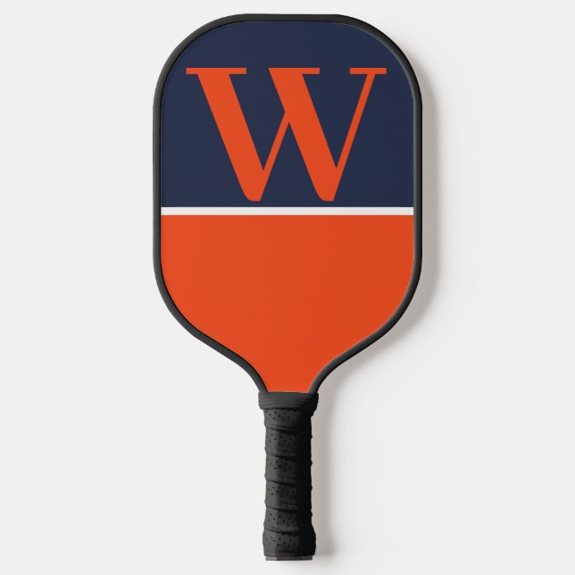 Blue & Orange College Monogram Pickleball Paddle (Front)