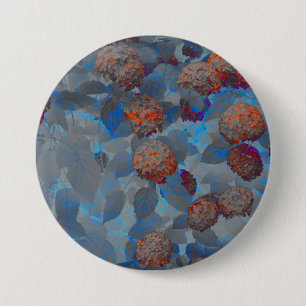 Blue orange colour flower pattern digital art 7.5 cm round badge