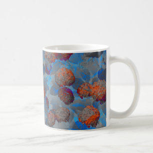 Blue orange colour flower pattern digital art coffee mug