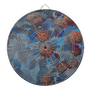 Blue orange colour flower pattern digital art dartboard