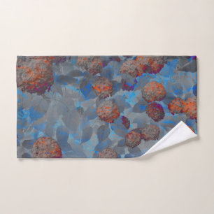 Blue orange colour flower pattern digital art hand towel