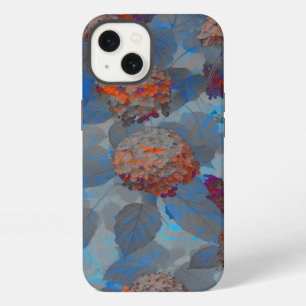 Blue orange colour flower pattern digital art iPhone 13 case