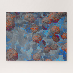 Blue orange colour flower pattern digital art jigsaw puzzle
