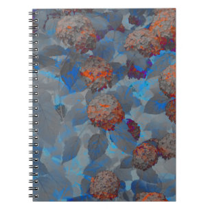 Blue orange colour flower pattern digital art notebook