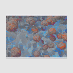 Blue orange colour flower pattern digital art tissue paper