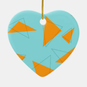 Blue,orange, cool, trendy, modern triangle pattern ceramic tree decoration
