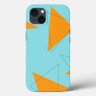 Blue,orange, cool, trendy, modern triangle pattern iPhone 13 case