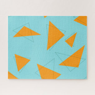 Blue,orange, cool, trendy, modern triangle pattern jigsaw puzzle