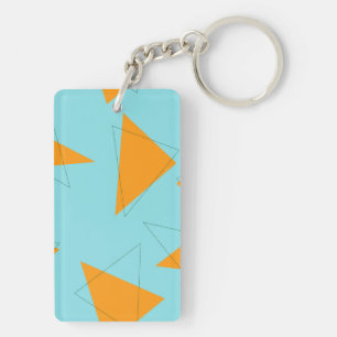 Blue,orange, cool, trendy, modern triangle pattern key ring