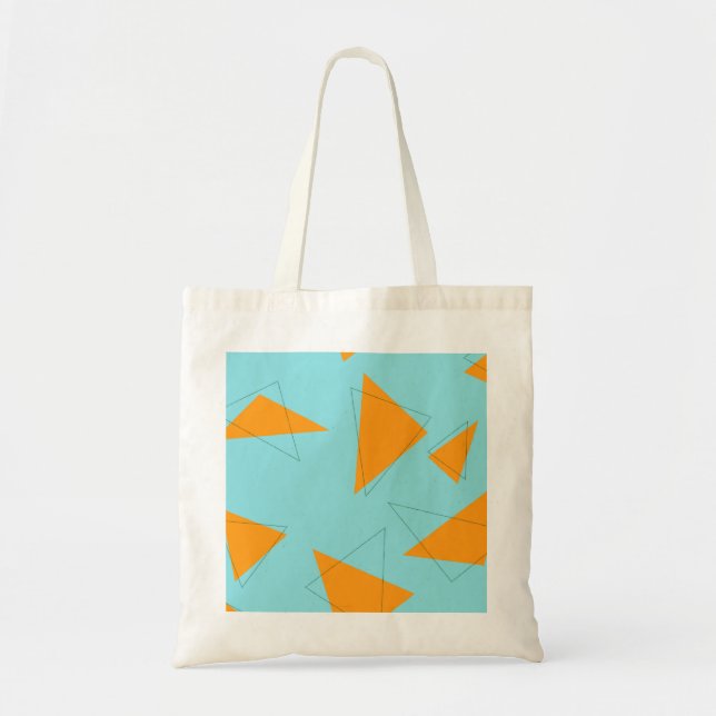 Blue,orange, cool, trendy, modern triangle pattern tote bag (Front)