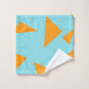 Blue,orange, cool, trendy, modern triangle pattern wash cloth