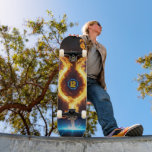 Blue Orange Flame Magic Energy Ring Sports Skateboard<br><div class="desc">Hit the concrete jungle with unparalleled, explosive energy using this spectacular elemental skateboard deck. The long, horizontal format of the board serves as the absolute perfect canvas for this breathtaking artwork. In the center of the deck, a glowing magical ring burns intensely with blue and orange fire, while the dynamic...</div>