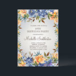 Blue Orange Floral 70th Birthday  Invitation<br><div class="desc">Elegant navy blue and orange watercolor floral/tigerlilies and greenery on a tan 70th birthday party invitation.  Contact me for assistance with customisation or to request matching or coordinating Zazzle products for your party.</div>