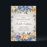 Blue Orange Floral 80th Birthday  Invitation<br><div class="desc">Elegant navy blue and orange watercolor floral/tigerlilies and greenery on a tan 80th birthday party invitation.  Contact me for assistance with customisation or to request matching or coordinating Zazzle products for your party.</div>