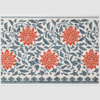 Blue & Orange floral decoupage tissue Paper