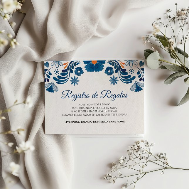 Blue Orange Floral Elegant Fiesta Spanish Wedding Enclosure Card (Blue Orange Floral Elegant Fiesta Spanish Wedding Enclosure Card)