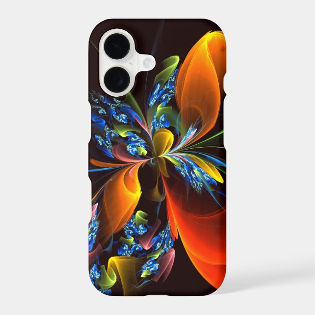 Blue Orange Floral Modern Abstract Art Pattern #03 (Back)