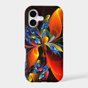 Blue Orange Floral Modern Abstract Art Pattern #03