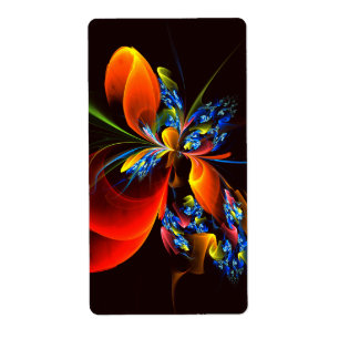 Blue Orange Floral Modern Abstract Art Pattern #03