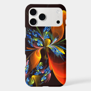 Blue Orange Floral Modern Abstract Art Pattern #03
