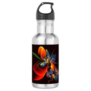 Blue Orange Floral Modern Abstract Art Pattern #03 532 Ml Water Bottle