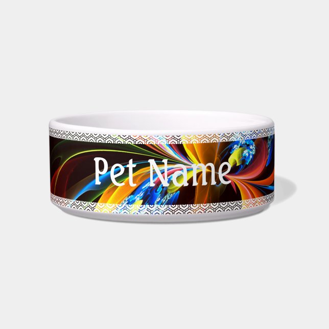 Blue Orange Floral Modern Abstract Art Pattern #03 Bowl (Front)