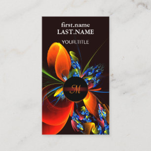 Blue Orange Floral Modern Abstract Art Pattern #03 Business Card