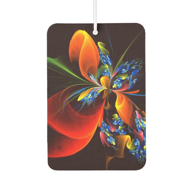 Blue Orange Floral Modern Abstract Art Pattern #03 Car Air Freshener (Front)