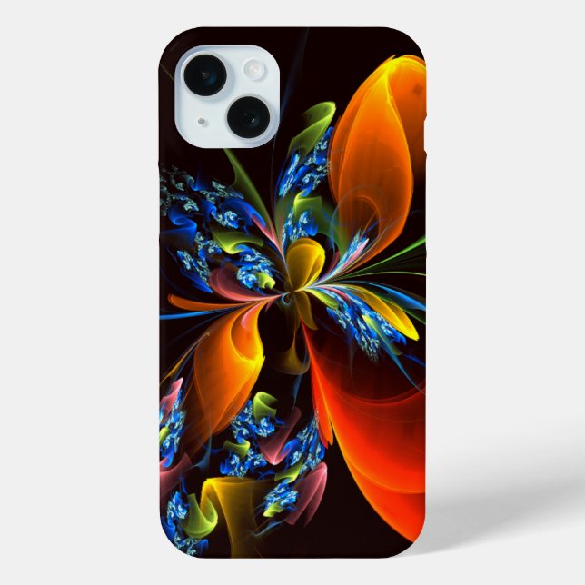 Blue Orange Floral Modern Abstract Art Pattern #03 Case-Mate iPhone Case (Back)