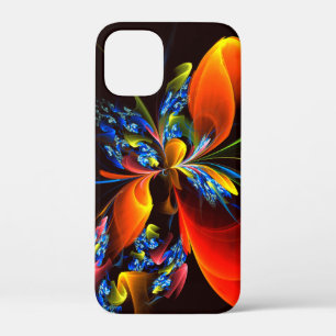 Blue Orange Floral Modern Abstract Art Pattern #03 iPhone 12 Mini Case