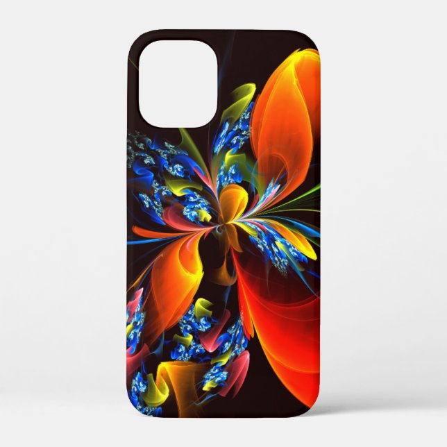 Blue Orange Floral Modern Abstract Art Pattern #03 Case-Mate iPhone Case (Back)