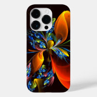 Blue Orange Floral Modern Abstract Art Pattern #03