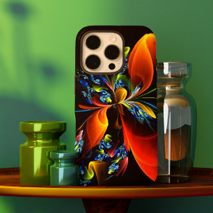 Blue Orange Floral Modern Abstract Art Pattern #03 iPhone 16 Pro Case