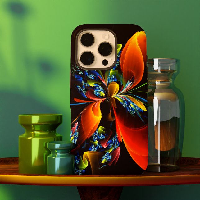 Blue Orange Floral Modern Abstract Art Pattern #03 Case-Mate iPhone Case (Blue Orange Floral Modern Abstract Art Pattern #03 Case-Mate iPhone Case)