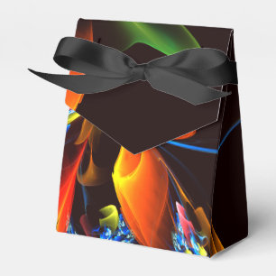 Blue Orange Floral Modern Abstract Art Pattern #03 Favour Box