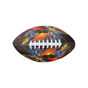 Blue Orange Floral Modern Abstract Art Pattern #03 Football