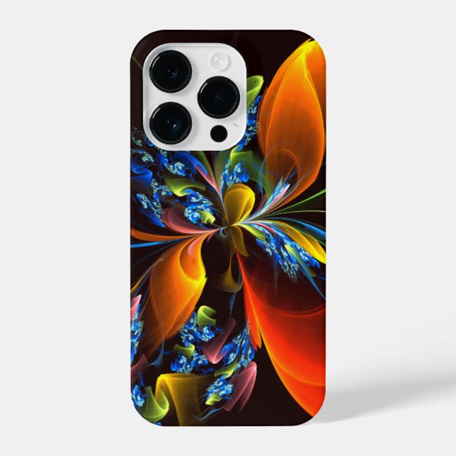 Blue Orange Floral Modern Abstract Art Pattern #03 iPhone Case (Back)