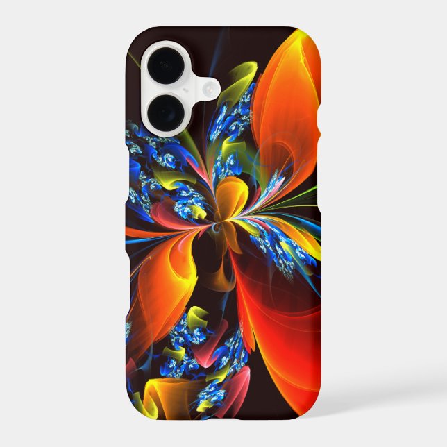Blue Orange Floral Modern Abstract Art Pattern #03 iPhone Case (Back)