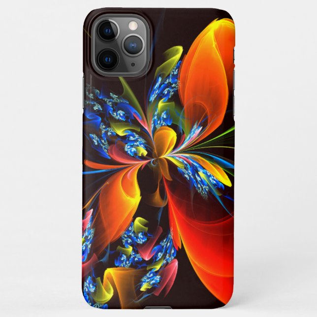 Blue Orange Floral Modern Abstract Art Pattern #03 iPhone Case (Back)