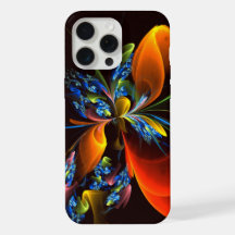 Blue Orange Floral Modern Abstract Art Pattern #03