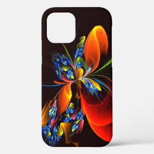 Blue Orange Floral Modern Abstract Art Pattern #03 iPhone 12 Case