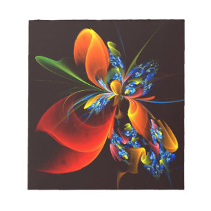 Blue Orange Floral Modern Abstract Art Pattern #03 Notepad
