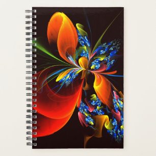Blue Orange Floral Modern Abstract Art Pattern #03 Planner