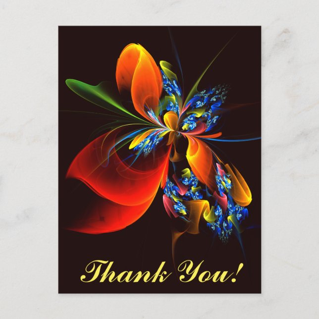 Blue Orange Floral Modern Abstract Art Pattern #03 Postcard (Front)